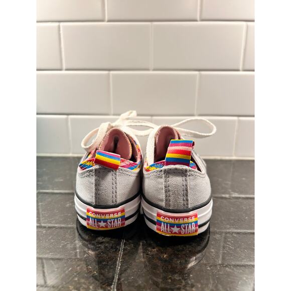 Converse All Star Girls Rainbow‎ Stripe Low Sneaker Shoes Running 669818F Gray 2 - Picture 6 of 10